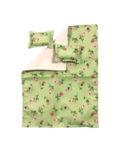 JJ0039 - Green and pink rose print double bedding 