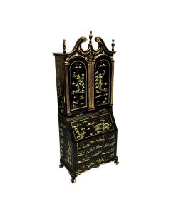 JY0254 - Ornate Black Cabinet with Writing Desk