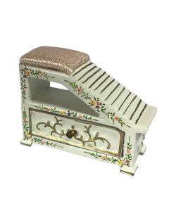 JY0306 - White Hand Painted Footstool with Drawer