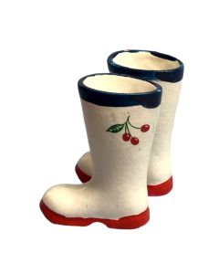 MC3435W - White Boots With Cherries