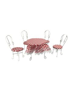 DF556 White Wire Table and Chairs with Cloth