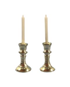 E5129 - Two 'Silver' Candlesticks & Candles
