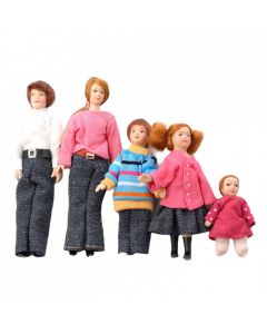 Dolls House Porcelain Dolls Family of 5 in Jeans 1:12  modern   Streets Ahead 