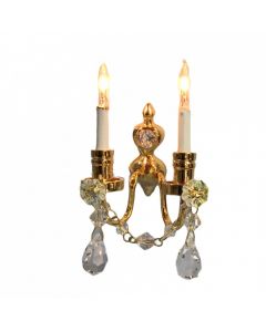 LT7003GLD - Gold & Crystal Double Wall Lamp