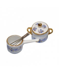 RP14865 - Porcelain Blue and Gold Saucepan and Casserole Dish