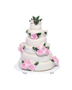 MCF1350 - Decorative Wedding Cake with Pink Roses