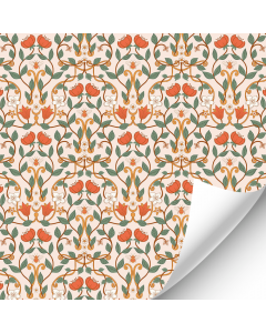 R046 - Terracotta Floral Print Wallpaper