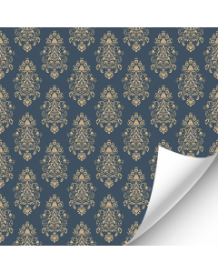 R051 - Blue and Gold Damask Style Wallpaper