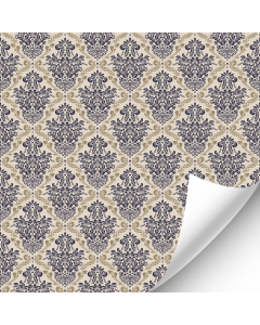 R052 - Gold and Blue Neutral Damask Style Wallpaper