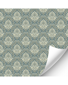 R060 - Blue and Sage Green Neutral Damask Style Wallpaper