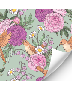 R066 - Birds and flower wallpaper