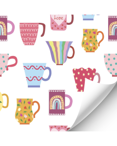 R074 - Multicoloured cups wallpaper 