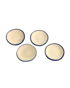 DISCONTINUED - Four White porcelain Plates with blue rim