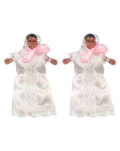 00052 - Twin Baby Girl Dolls in Christening Gowns