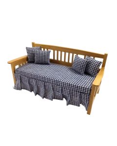 T4207 - Oak Day Bed With Checkered Fabric 