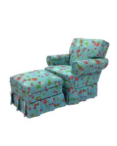 T6594 - Floral Arm Chair With Ottoman 