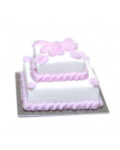 DM-CC12 Square two tier cake - pink