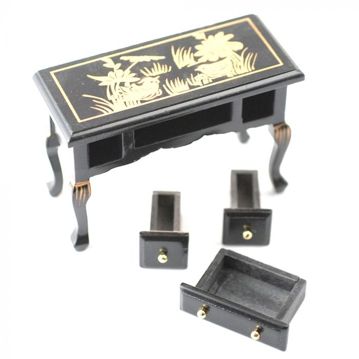 DOLLS HOUSE  BLACK CHINESE DRAWER TABLE 