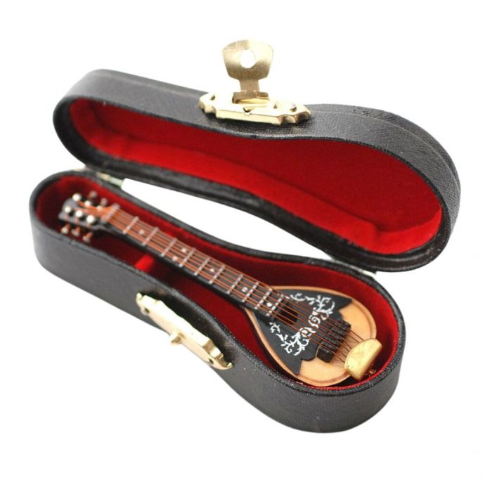 Dollhouse Miniature Mandolin With Case 