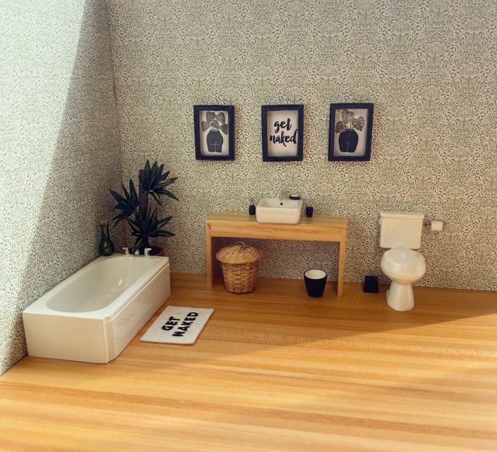 1:12 Scale Houseworks Miniature 3pc. White Resin Bathroom Se
