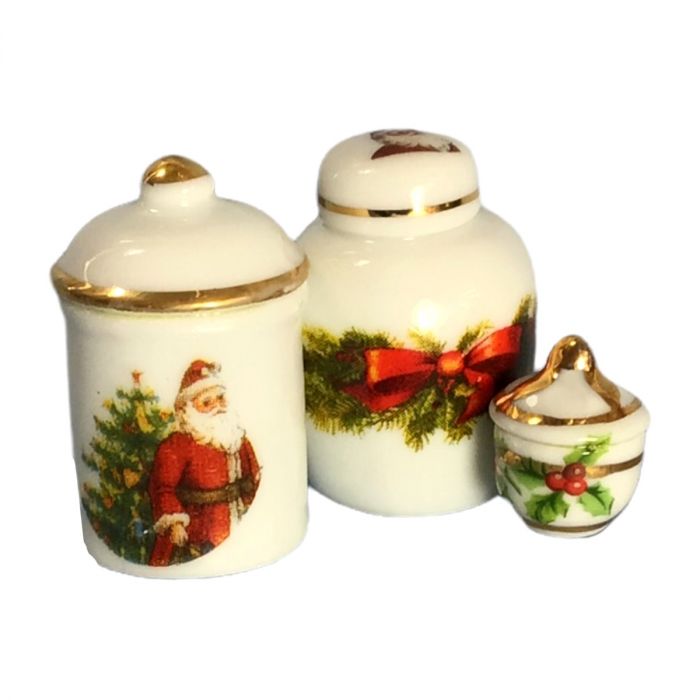 Miniature Three Christmas Cookie Jars for Dollhouses [ROP 18255 1.825/5]