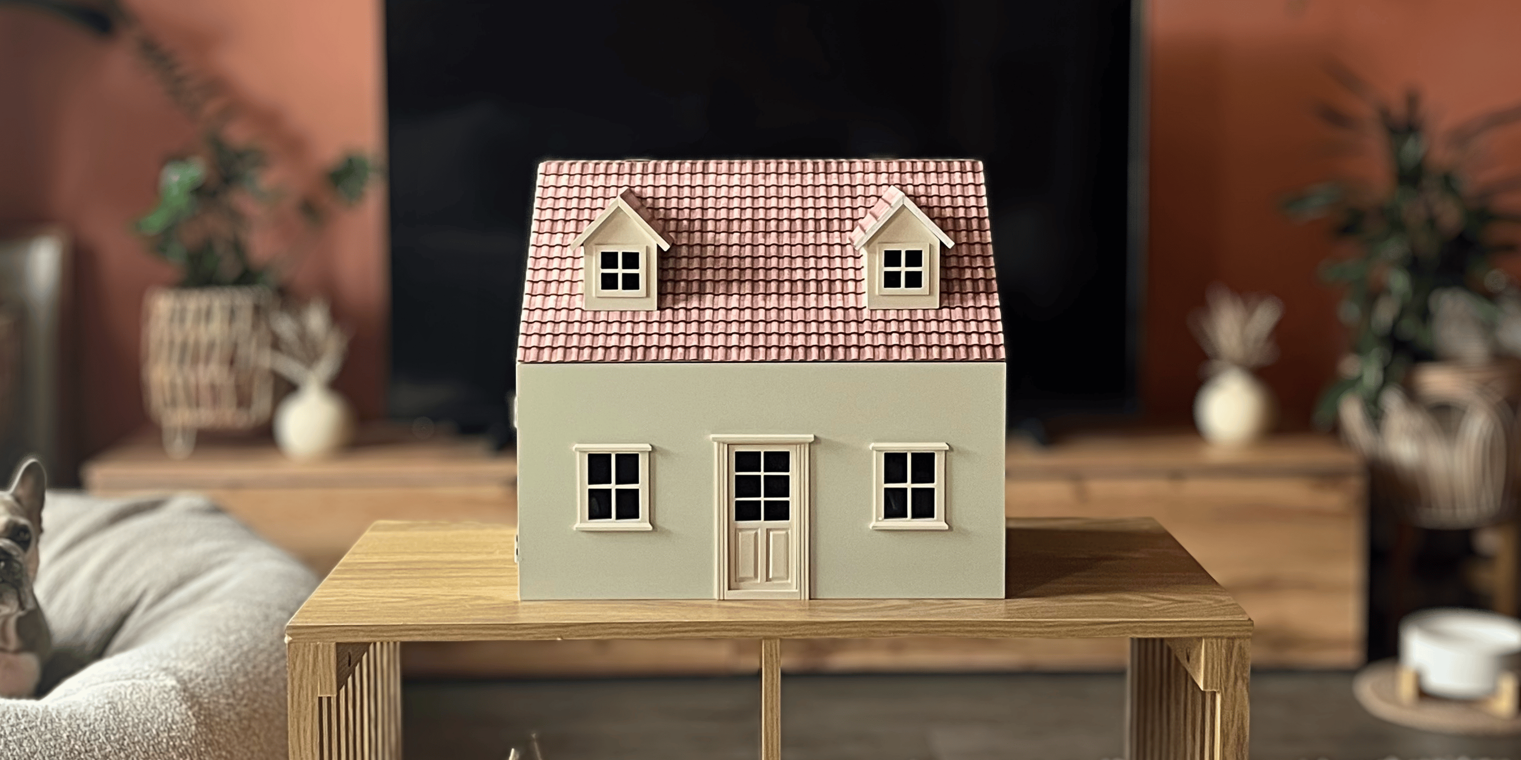 The Wherry Cottage dolls house styled in a living room